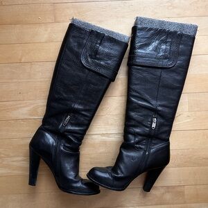 Joan & David Black Leather Heeled Boots